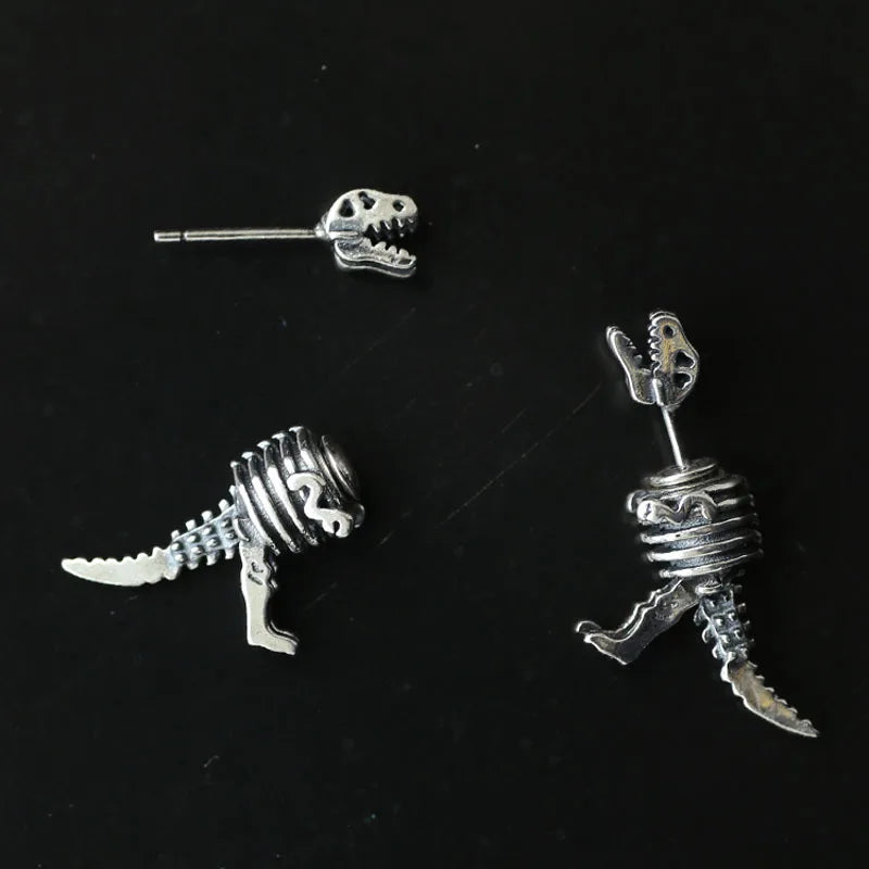 Gothic Punk Mechanical Dinosaur Earrings For Women