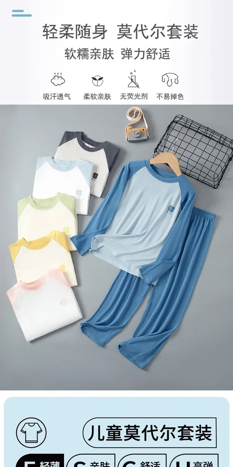 Soft and Cute Modal Fall Winter Children's Pajamas Set