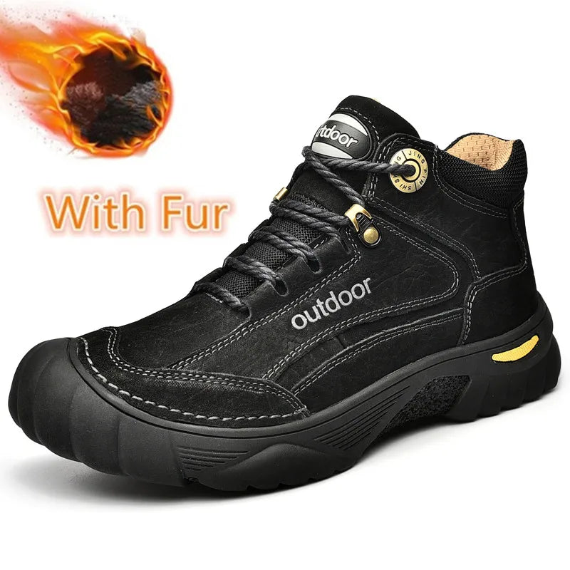 Luxury High-Top Black Leather Shoes for Men, Fashion 2024