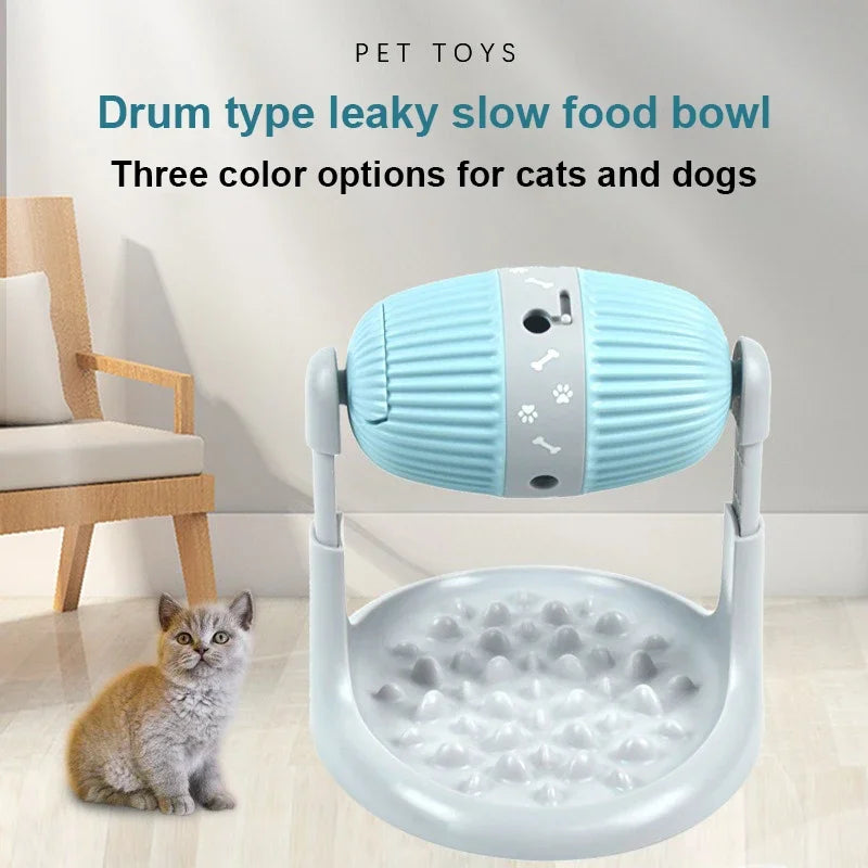 Pet Feeder Fun Dog Toy Drum Leakage Ball Cat Slow Food Bowl Healthy Diet Adjustable Height Durable Multifunctional Pet Supplies