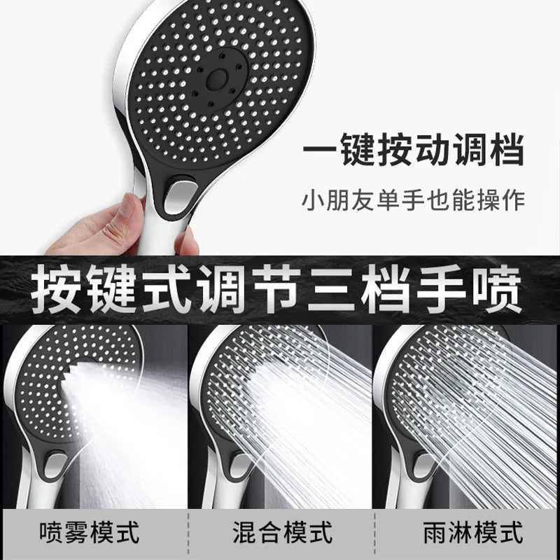 New Big 135mm High Pressure Shower Head Black 3 Modes Water Saving Spray Nozzle Massage Rainfall Shower Bathroom Accessories