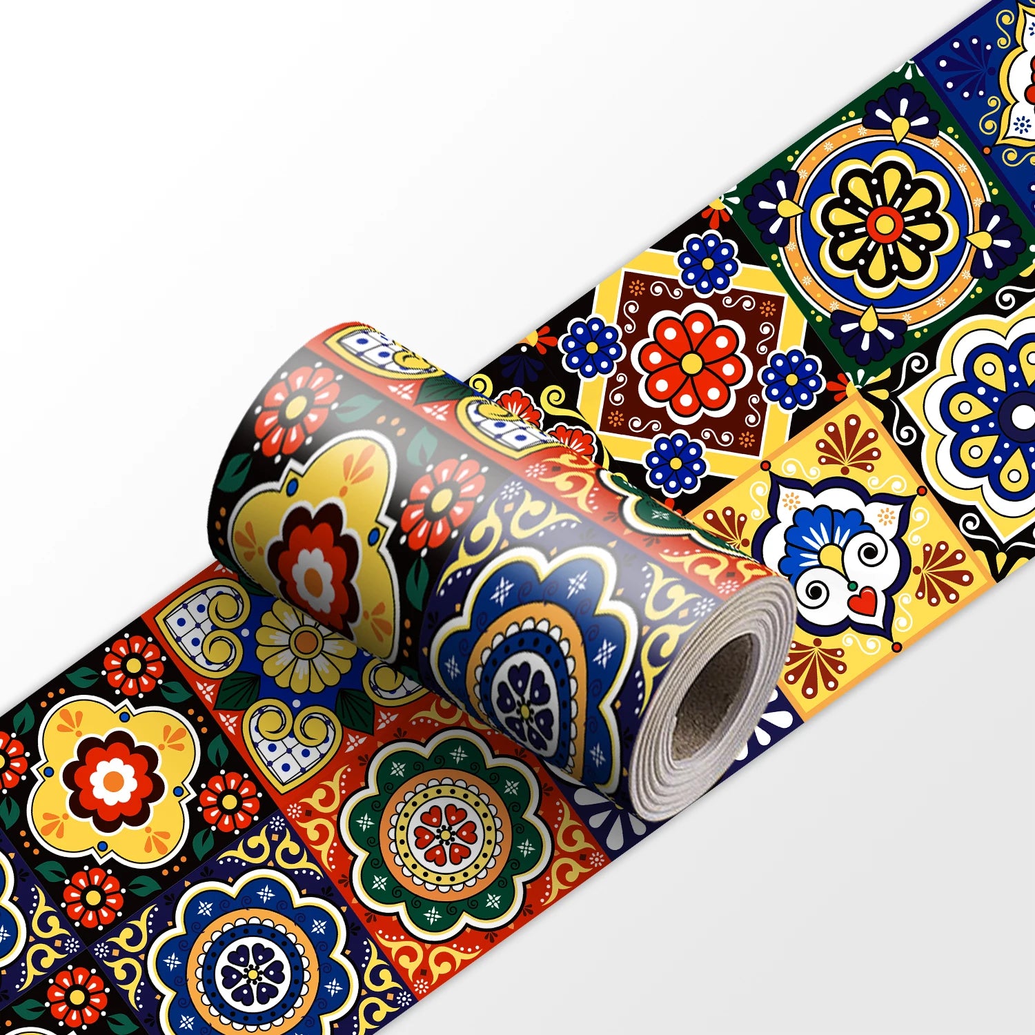 Colorful Mandala Pattern Ceramic Tile Wall Sticker Kitchen BackSplash Bathroom Waterproof Peel & Stick Home Decor Art Wallpaper