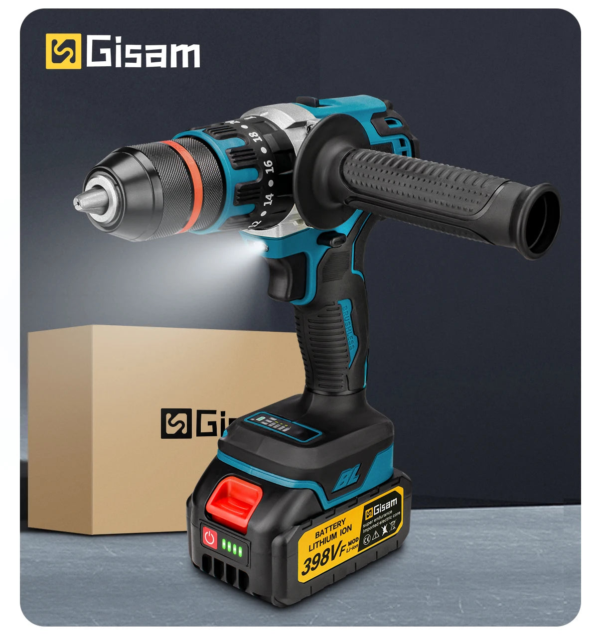Brushless Electric Impact Drill Ice Breaking Fishing Cordless Screwdriver Rechargeable Battery Hand Drill Power Tools 13MM 480NM