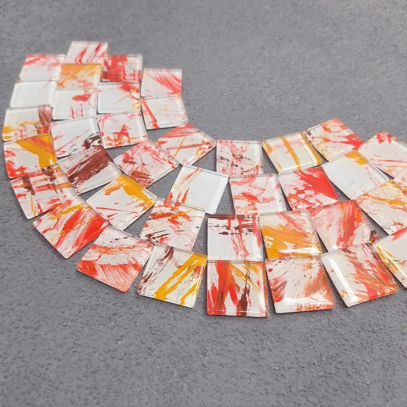 114gram/4oz Square Glass Mosaic Tiles 2.4cm/0.95in Length 4 Kinds Optional 0.4cm/0.16in Thickness Tile