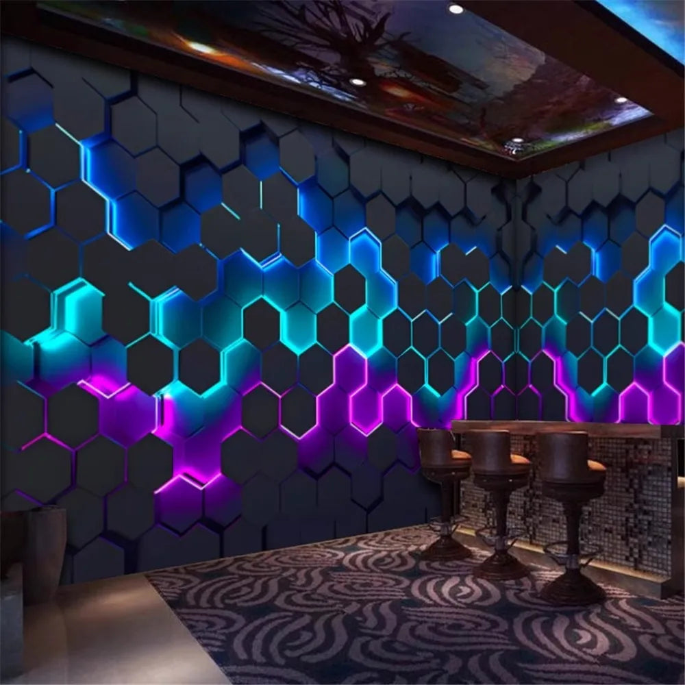 Custom papel de parede 3d background Geometric figure bump wallpaper barber shop office front desk wall paper home improvement