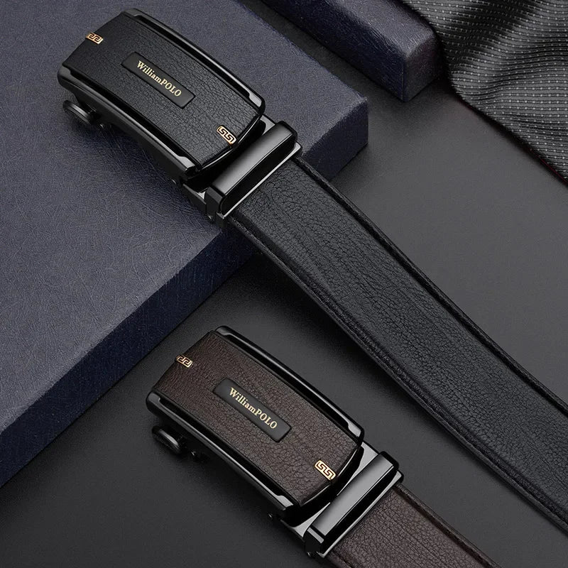 New 2024 high quality men's leather belt with automatic buckle
