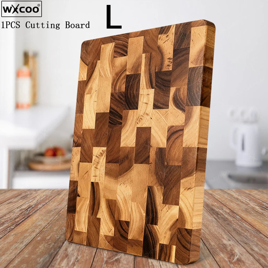 2-Sided Moisture-Proof Wooden Cutting Board + Stainless Steel Kitchen Knives and Cutlery