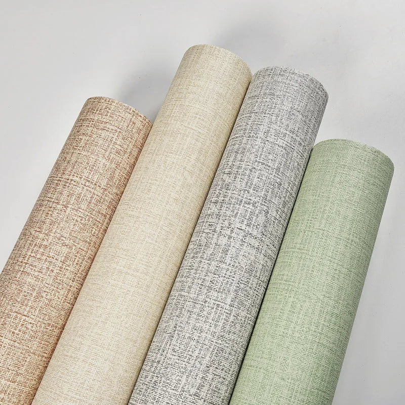 Imitation Linen Wallpaper Self-adhesive Household Wall Stickers Linen Pattern Self-adhesive Wallpaper Thickened Waterproof Stick