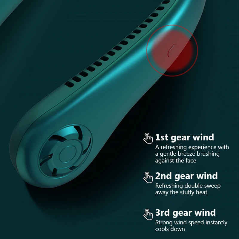 Portable Neck Fan MINI Electric Ventilador Silent Neckband Wearable Cooling FAN USBRechargeable Bladeless Mobile Air Conditioner