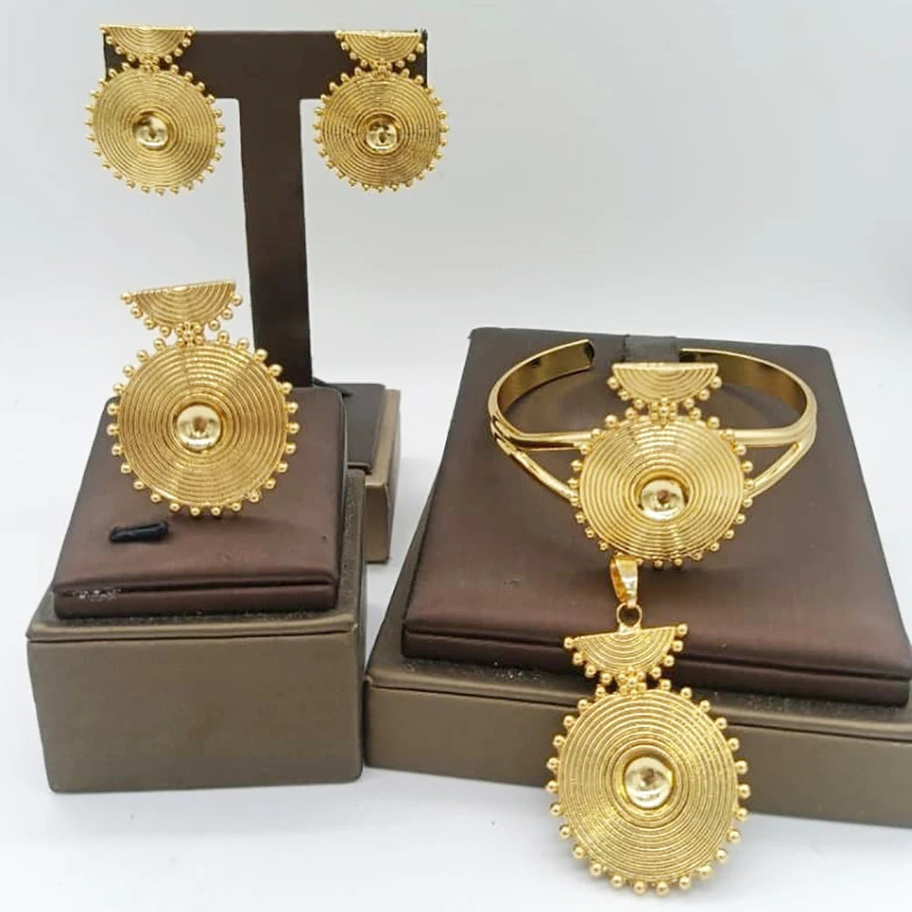 Luxury African Map Gold Jewelry Set Wedding