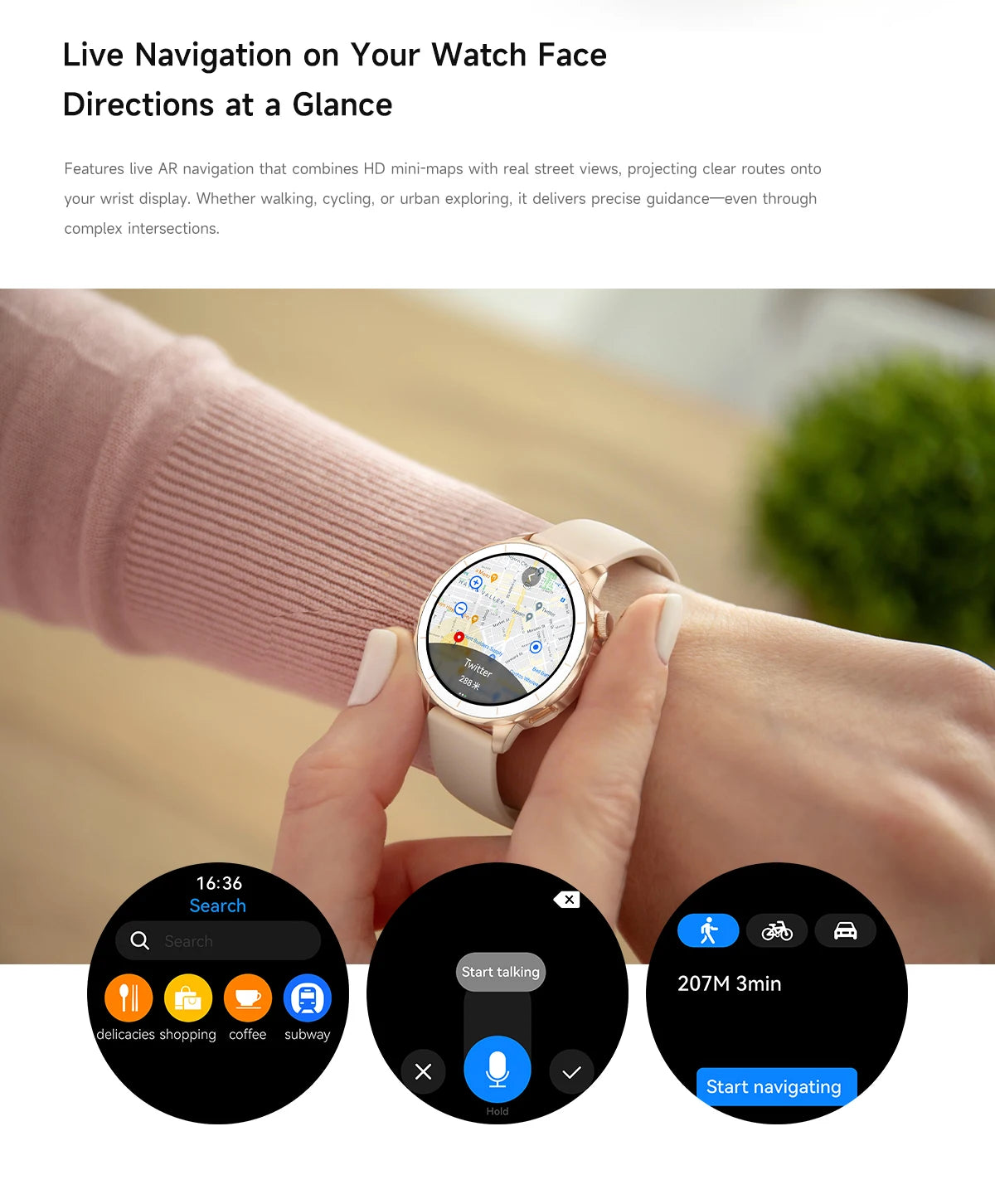 Smart Watch Women Hebrew 4GB/ROM Memory Bluetooth Network Sharing Whatsapp Messgae Reply Map Navigation Amoled Screen Smartwatch