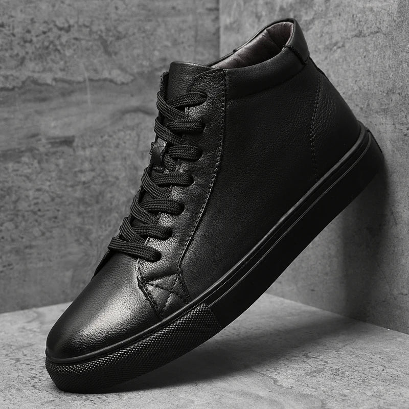 Genuine Leather High-Top Skateboarding Shoes for Men Large Size 48 49
