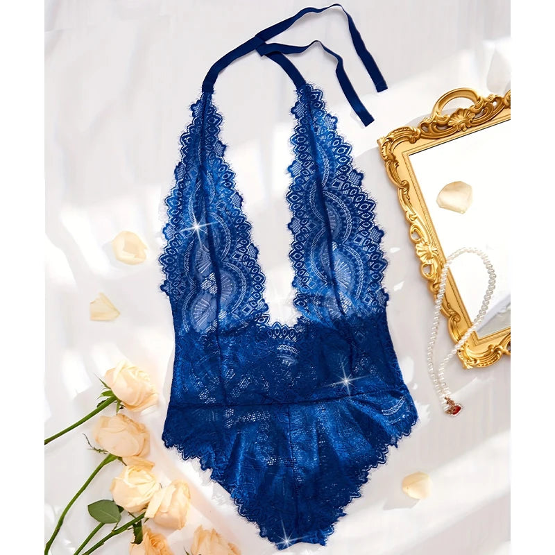 Sexy Lace Women's Clothing Bodysuit Woman 2024 New Collection Deep V Perspective Backless Underwear One-piece Corset Hot Costume