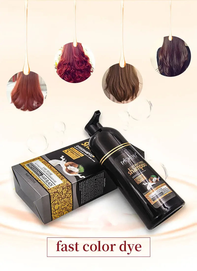 Mokeru Natural Black Hair Dye Shampoo Long Hair Care