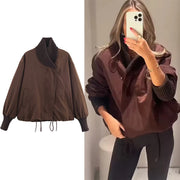 Áo Khoác Nữ Cổ Điển Dày Dặn Cotton Mùa Thu Đông