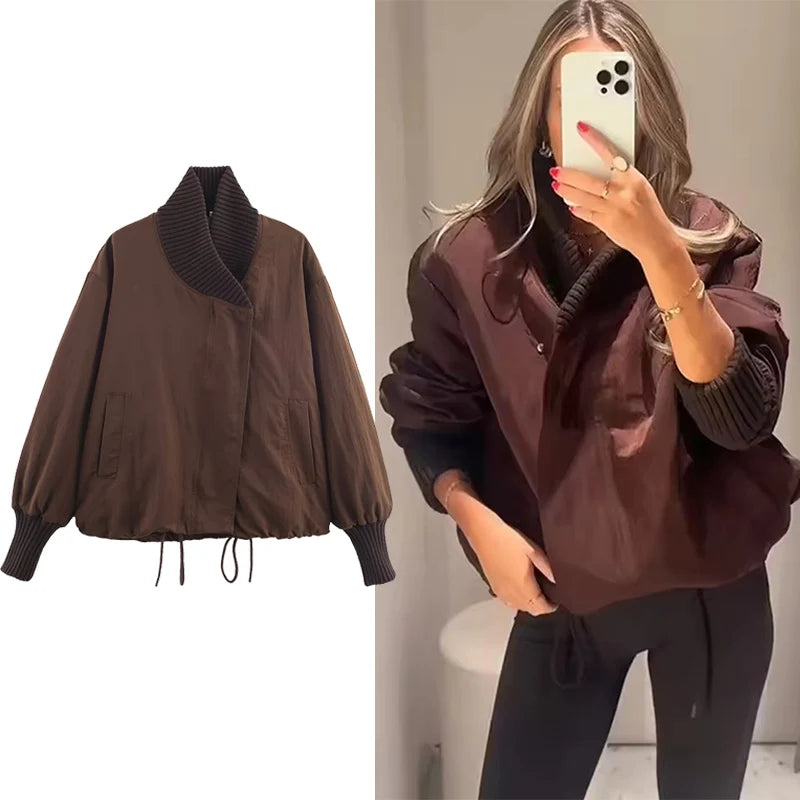 Áo Khoác Nữ Cổ Điển Dày Dặn Cotton Mùa Thu Đông