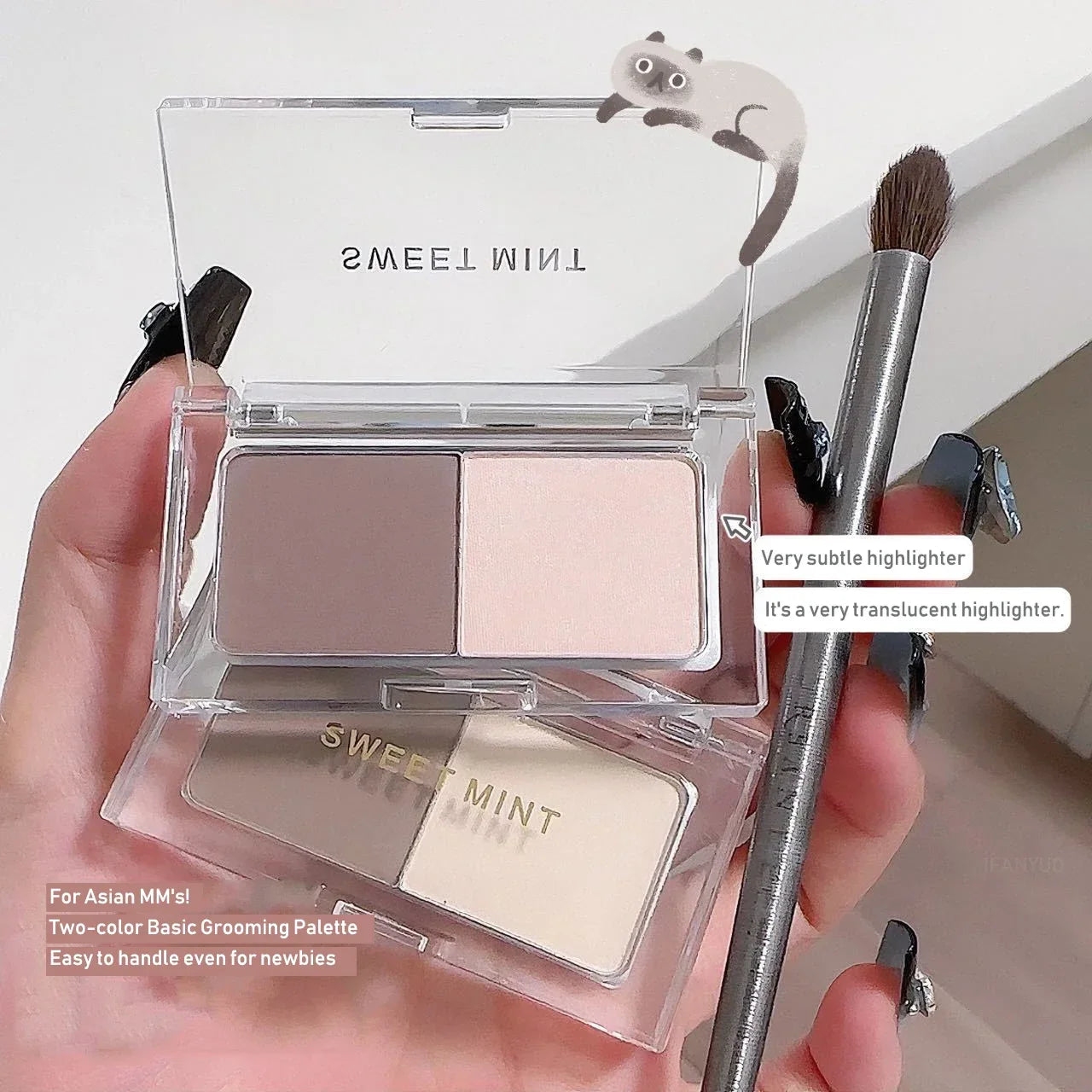 Two Colors Grey Nose Shadow Powder Matte Highlighting Contouring Platter Cheek Side V Face Matte Sculpting 2 in 1 Makeup Palette