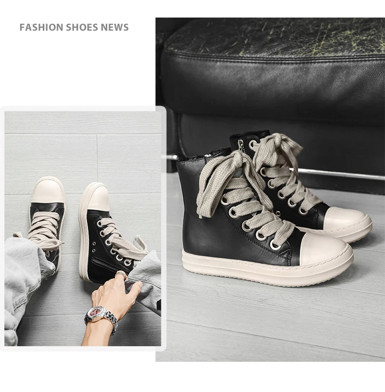 Unisex Autumn Winter High-Top Orange Sneakers Fashion