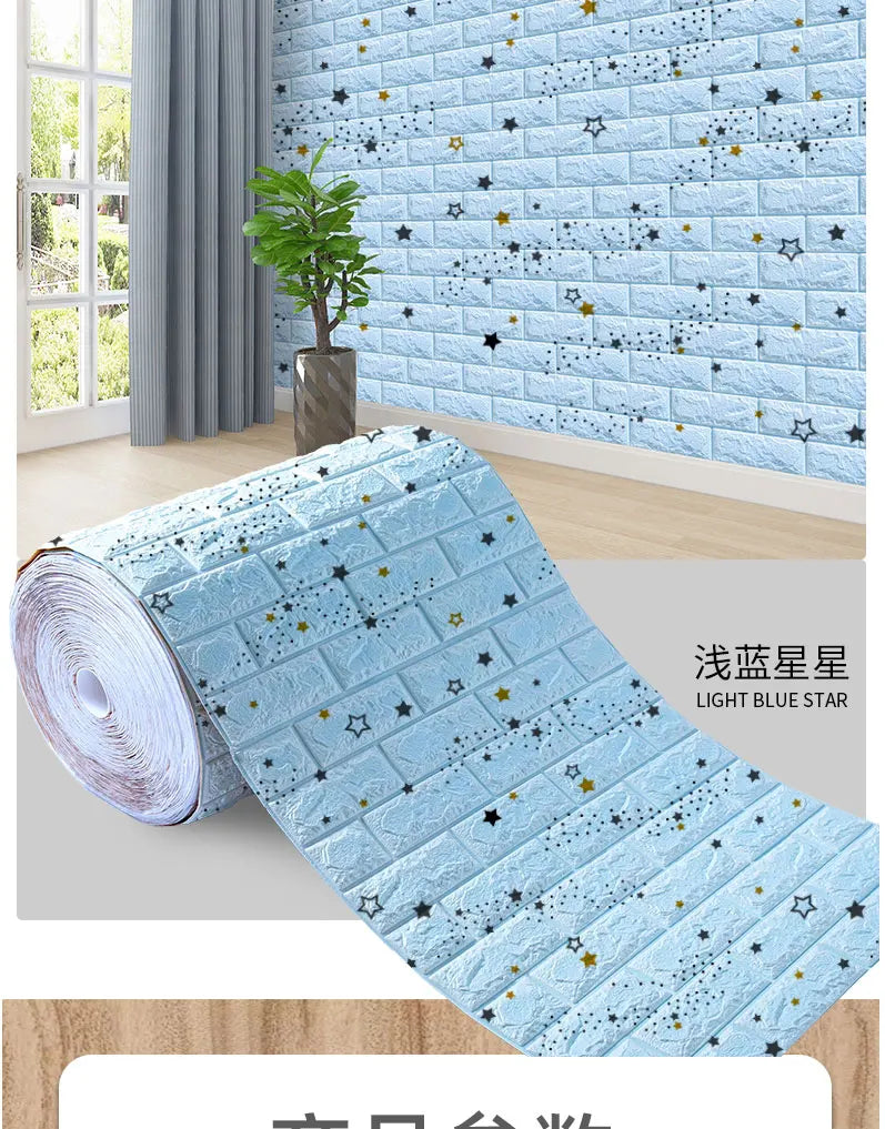 3D Foam Brick Wall Panels Stickers Self Adhesive Waterproof Living Room Wallpaper Wall Decal Home Decor Wallcovering TV Backdrop