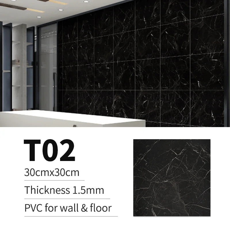 10/20/30pcs of PVC Imitation Marble Floor Stickers Self-adhesive Wall Stickers Waterproof Bathroom Decoration Decals 30*30cm