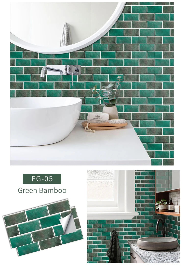 Gạch Dán Tường 3D Chống Thấm PVC Đa Sắc Nội Thất