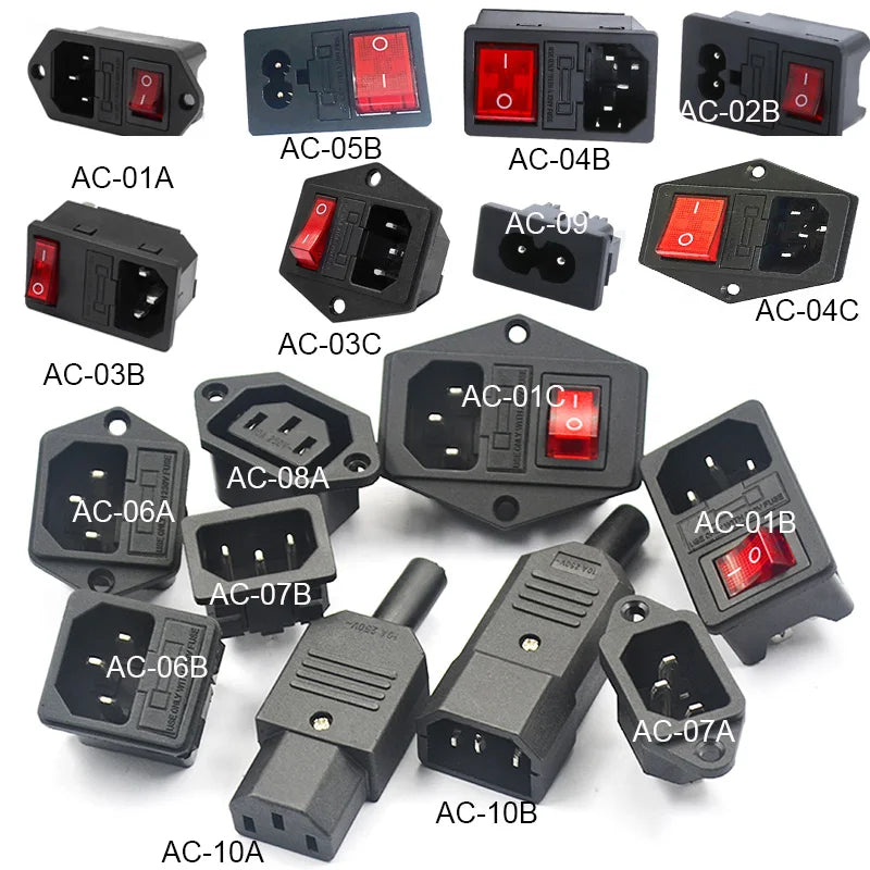 250V LED Universal Power Socket with Switch and Fuse