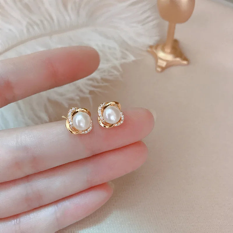 Luxury 14k Gold Pearl Earrings for Women
