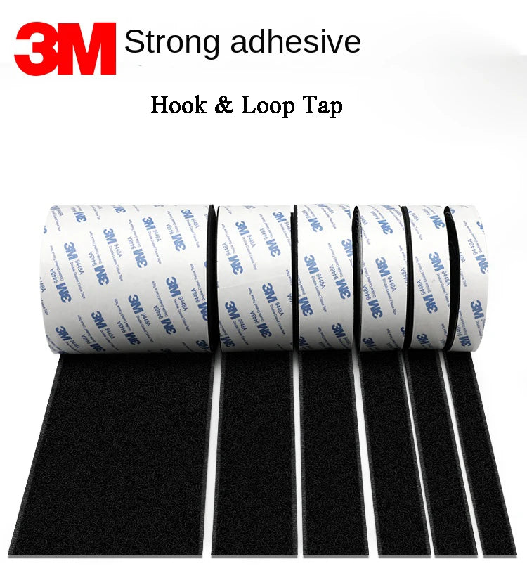 3M 9448A Black Double-Sided Self Adhesive 3m 16-38mm Strong Non-Trace High Temperature Resistant Hook and Loop Fastener Tape - Daisan Mart
