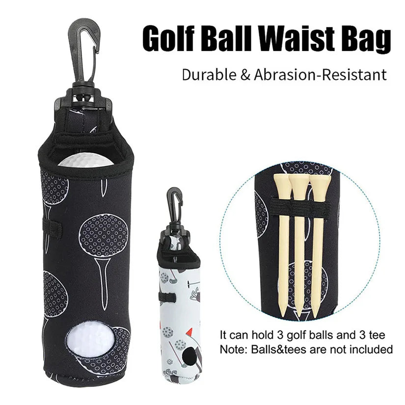 Golf Ball Bag for 3 Balls - With Convenient Hanging Hook