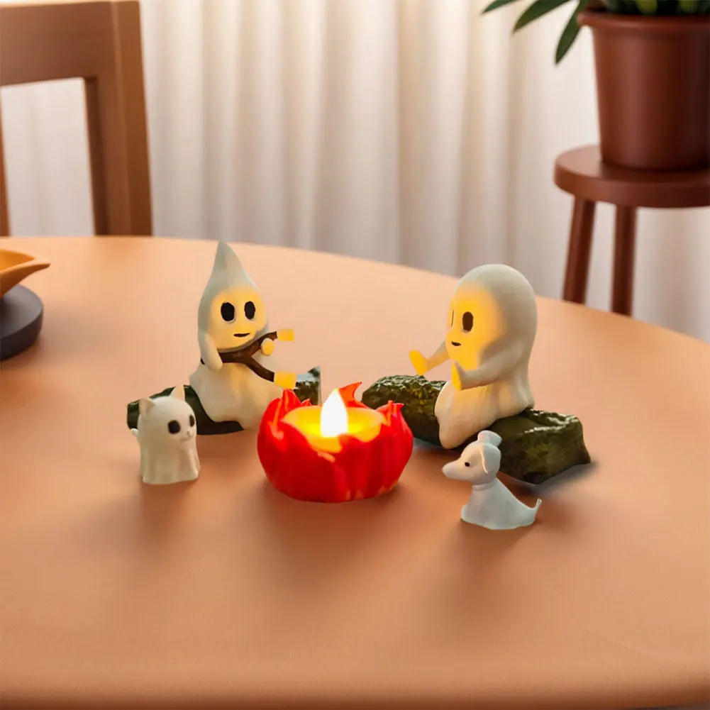 3D LED Ghost Campfire Lamp Cute Halloween Decoration