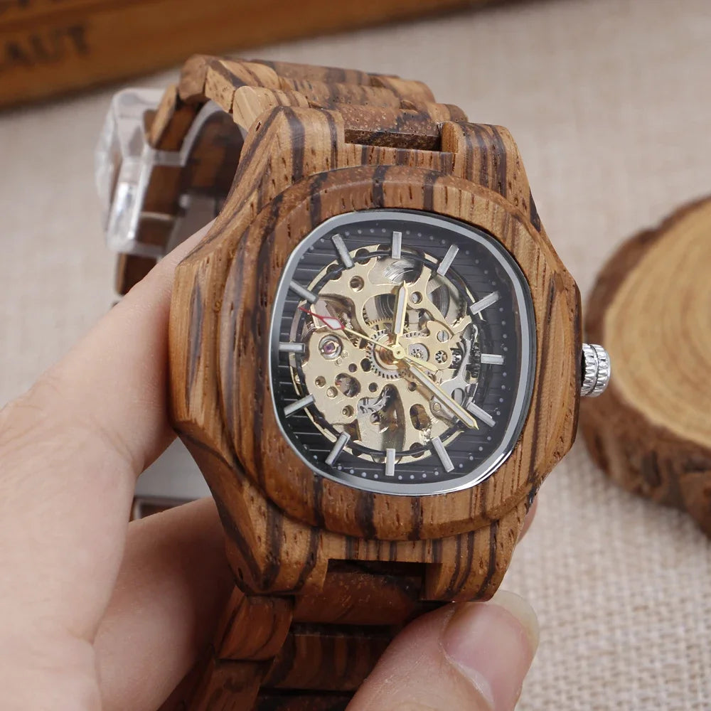 Đồng Hồ Cơ Học Gỗ Sang Trọng Thời Trang Nam Nữ