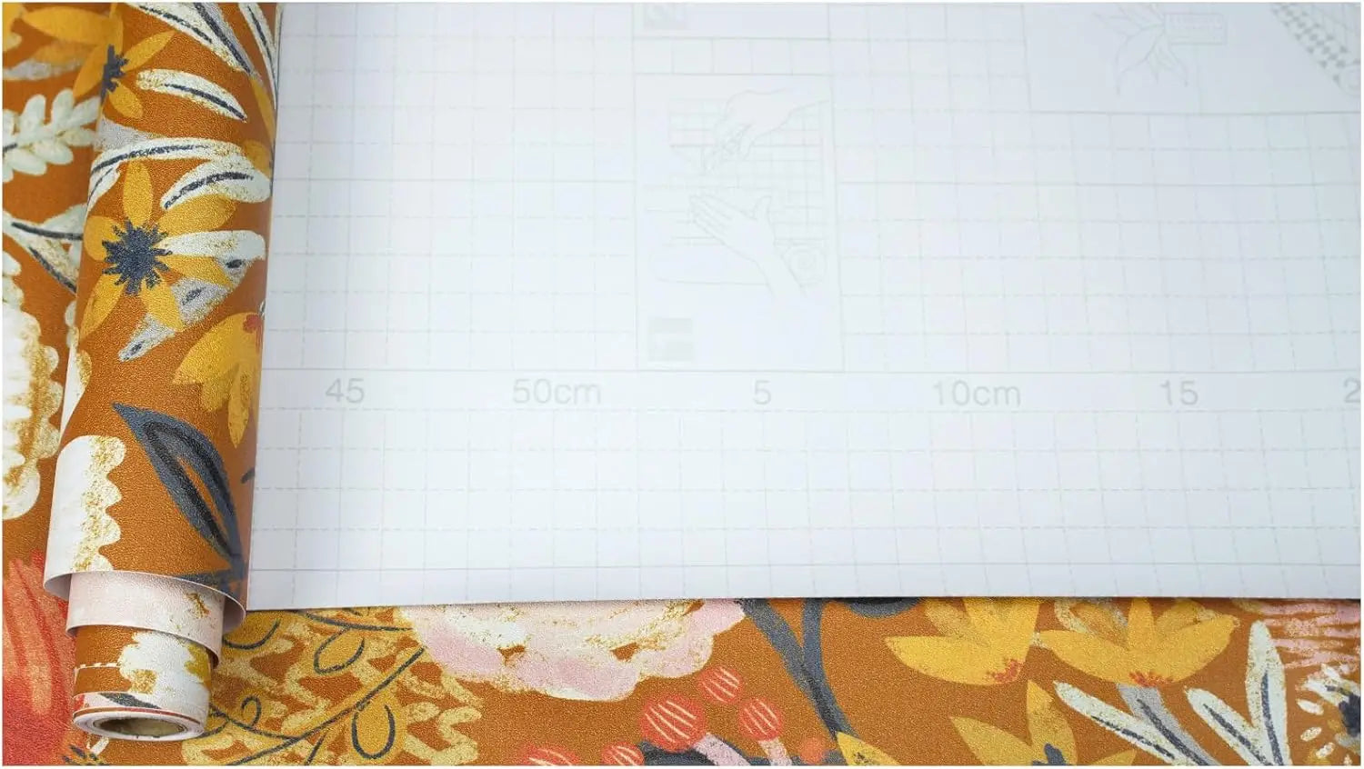 Giấy dán tường Boho hoa cam/hồng dán phòng ngủ 50cm