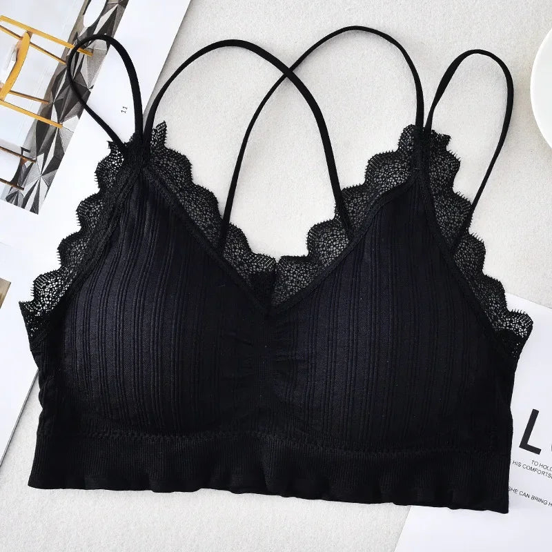 Sexy Seamless Crossover Lace Backless Bra For Girls Stylish Sports Crop Top Underwear For Comfortable Layering