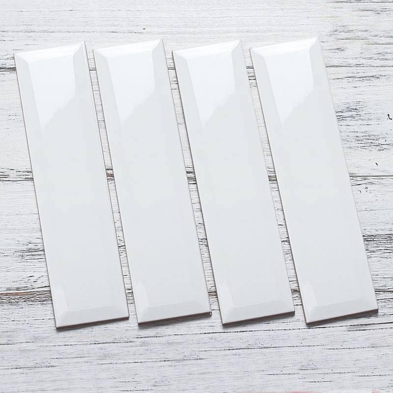 White glossy beveled tile size 100x300mm STA1300-B 