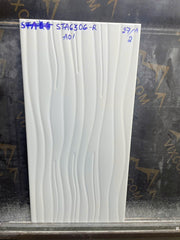 White matte wave pattern ceramic wall tiles, size 300x600mm, code STA6306-R (1h/1.44m/8v)