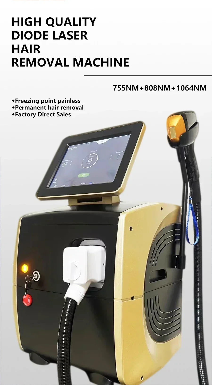 808nm Alexandrite Professional Soprano Diode Ice Titanium Laser Body Hair Removal Machine 4 Wave Device Permanent CE Woman 4000w