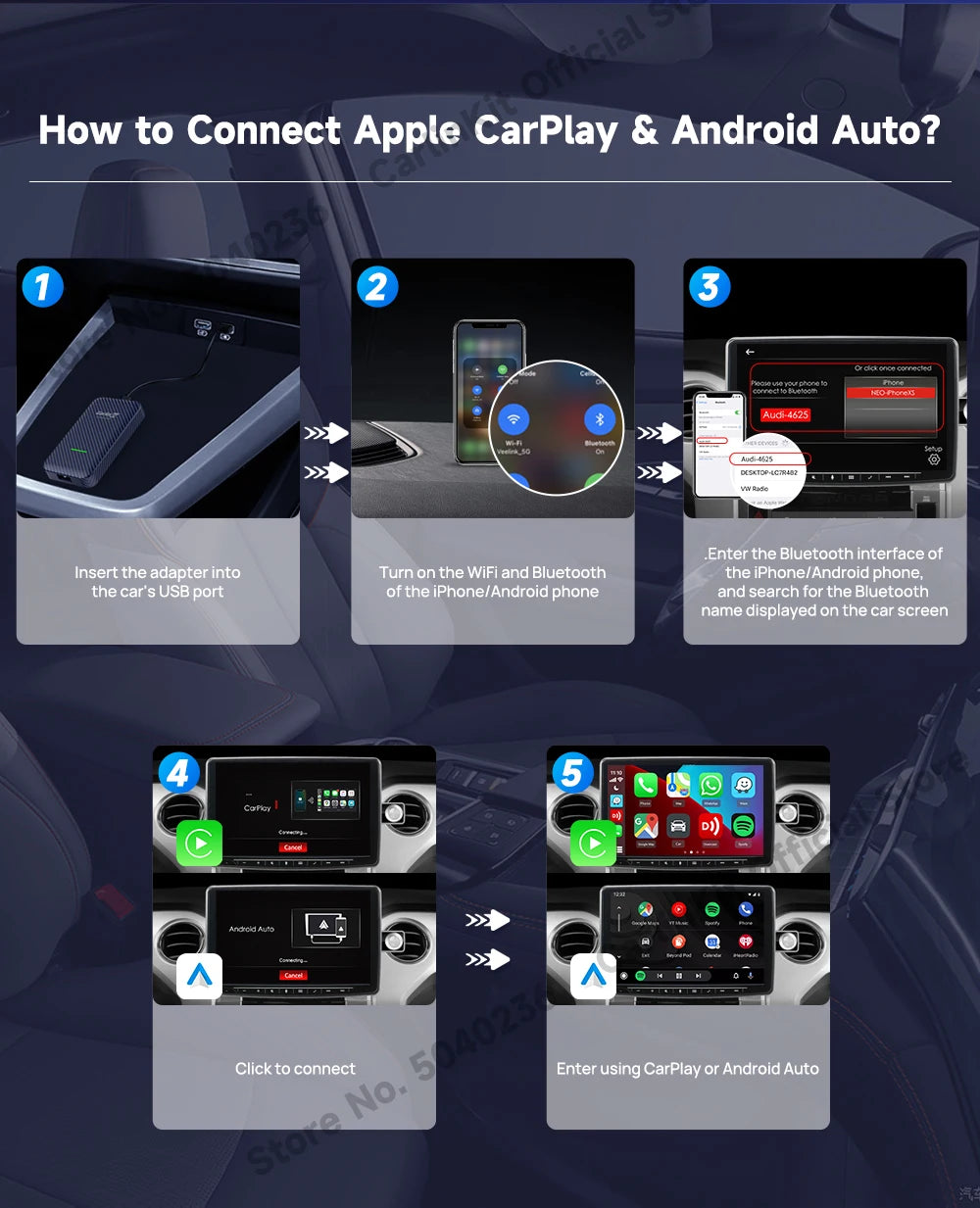 CarlinKit 5.0 4.0 3.0 CarPlay Wireless Dongle Activator Auto-connect For Audi Porshe Benz VW Volvo Toyota Plug&Play MP4 MP5 Play