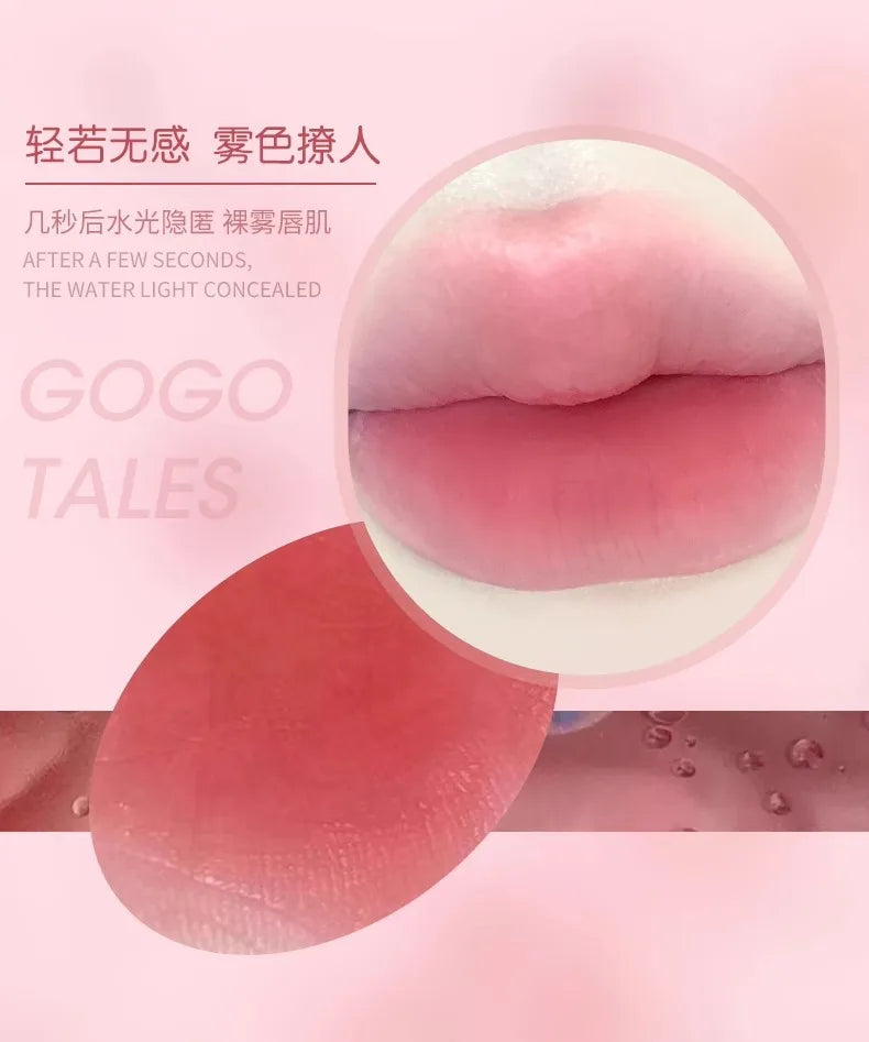 New GoGoTales Chubby Ding Water Mist Non-sticky Lip Gloss Matte Lip Glaze Watery Velvet Cheap Korean Lipsticks Cosmetics Makeups