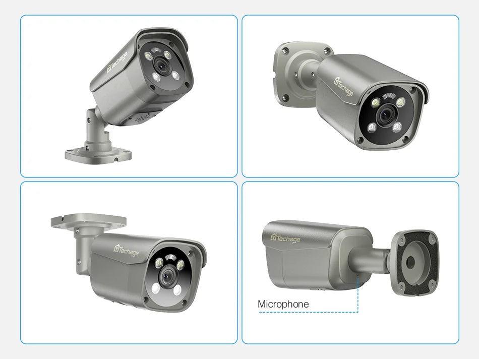 Techage AI 8CH POE 5MP/8MP CCTV Kit 2-Way Audio