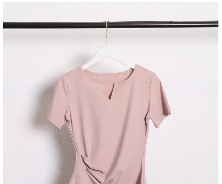 Sexy Fashion Women's Bodycon Gym Shirt with Chest Pad