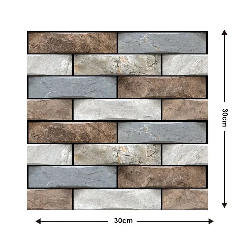 5/10PCS Stereo Wall Stickers Self-adhesive Wallpaper Brick Pattern Creative Stick Heatproof Vinyl Waterproof Kitchen Home Decor
