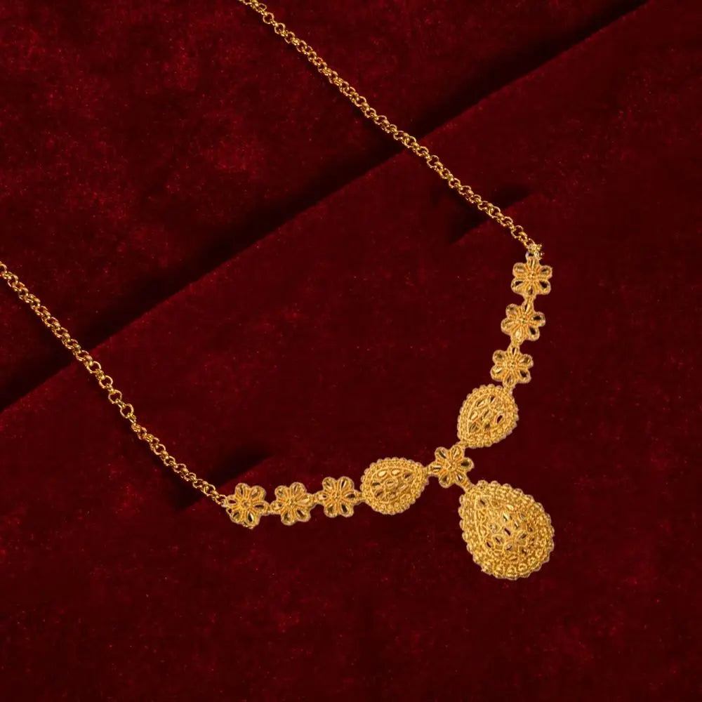 24K Dubai Gold Jewelry Set Large Flower African Wedding