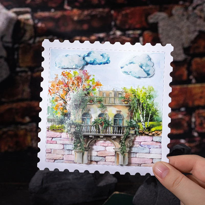 2roll/bag Wall Tile Texture Washi Tape Box House Garden Landscaping Tape Stationery DIY Ledger Phone Case Notebook Decoration