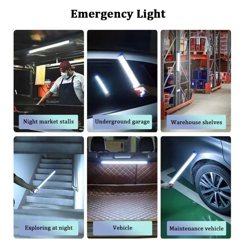 50CM LED Tube Light Rechargeable with Integrated Magnet for Outdoor Use