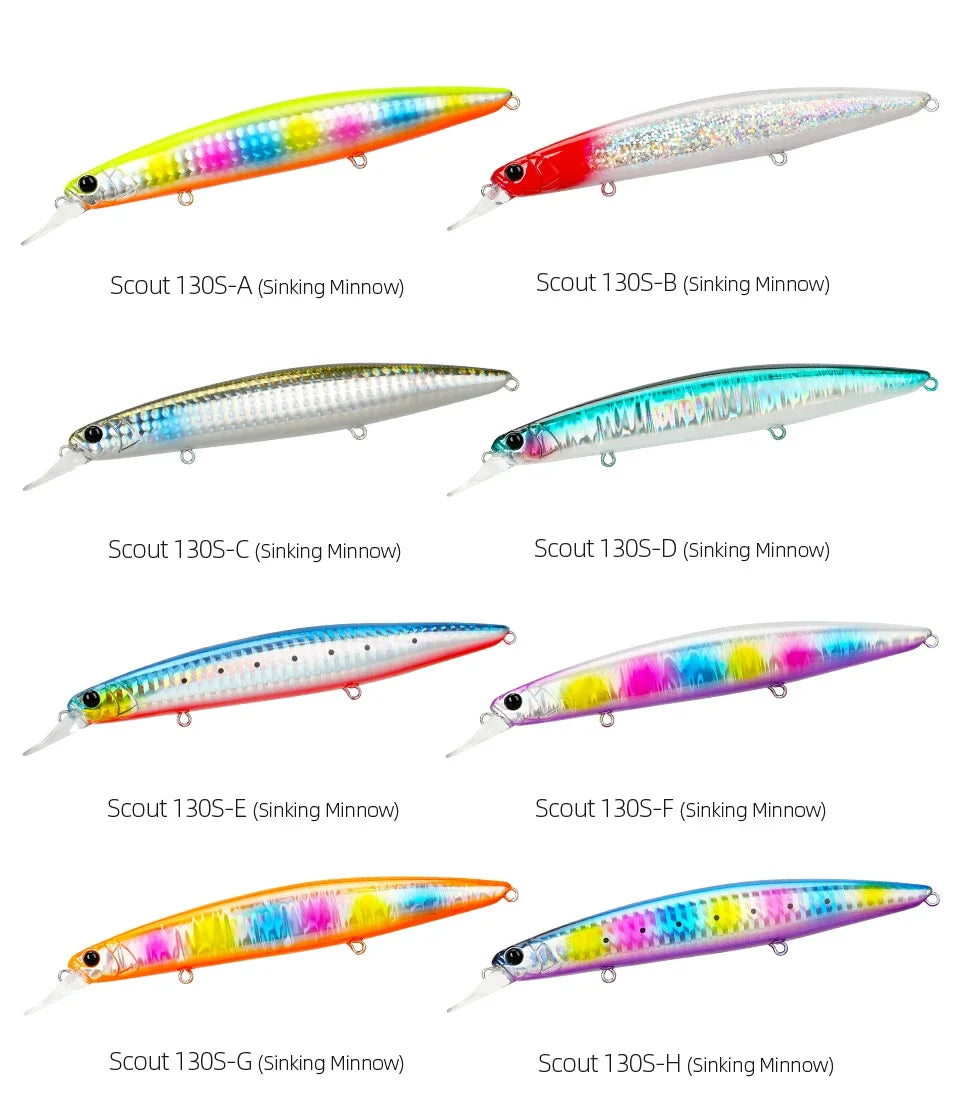 TSURINOYA 130S Sinking Minnow Fishing Lure SCOUT 130mm 24g Long Casting Seabass Flounder Artificial Large Sea Fishing Hard Baits