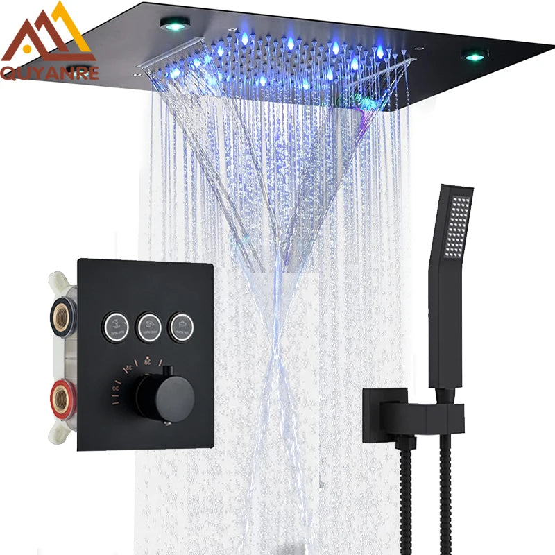 14x20 Inch LED Thermostatic Shower System With Hand Shower