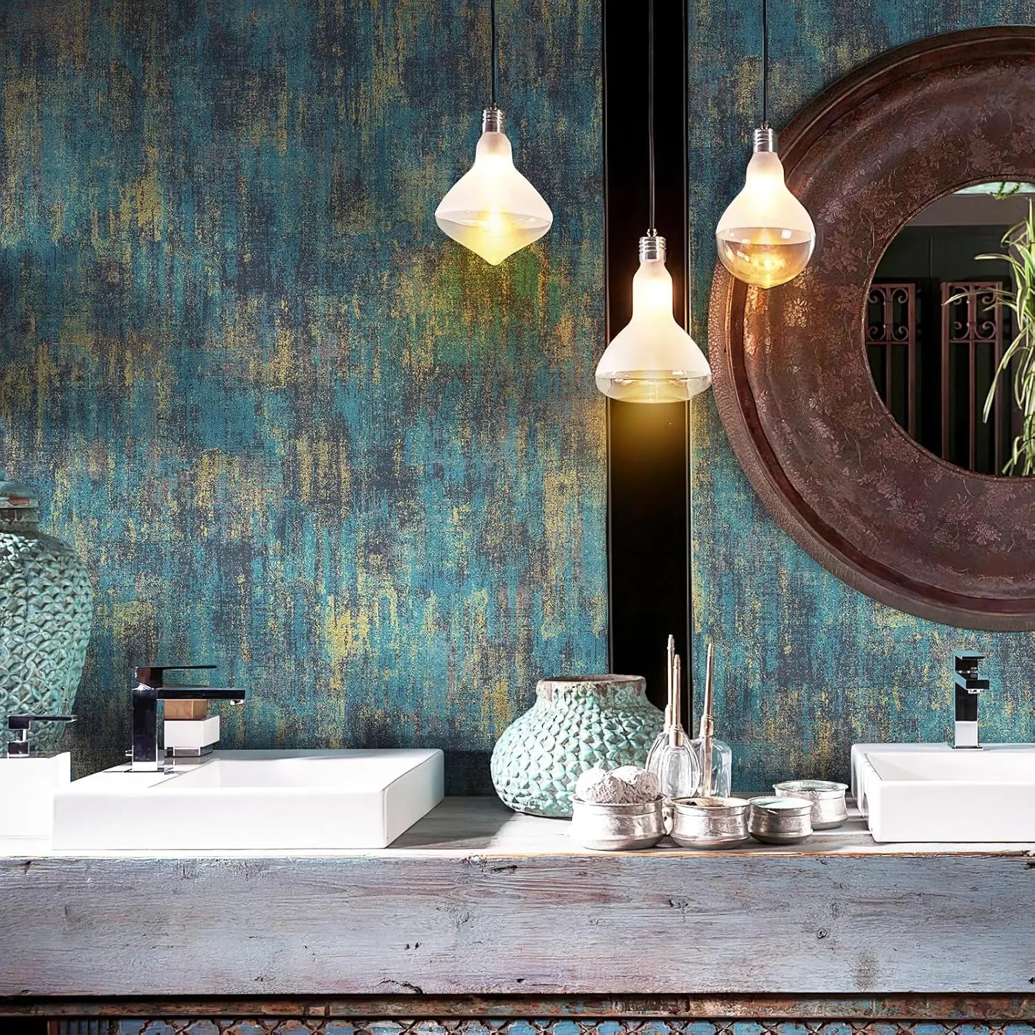 Vintage Black Gold Metallic Peel and Stick Wallpaper Self Adhesive Industrial Metallic Concrete Wall Paper Stick on Wallpaper