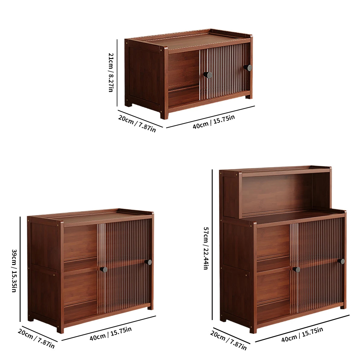 Bamboo Kitchen Cabinet 1/2/3 Layers Acrylic Door, Spice &amp; Bowl Storage