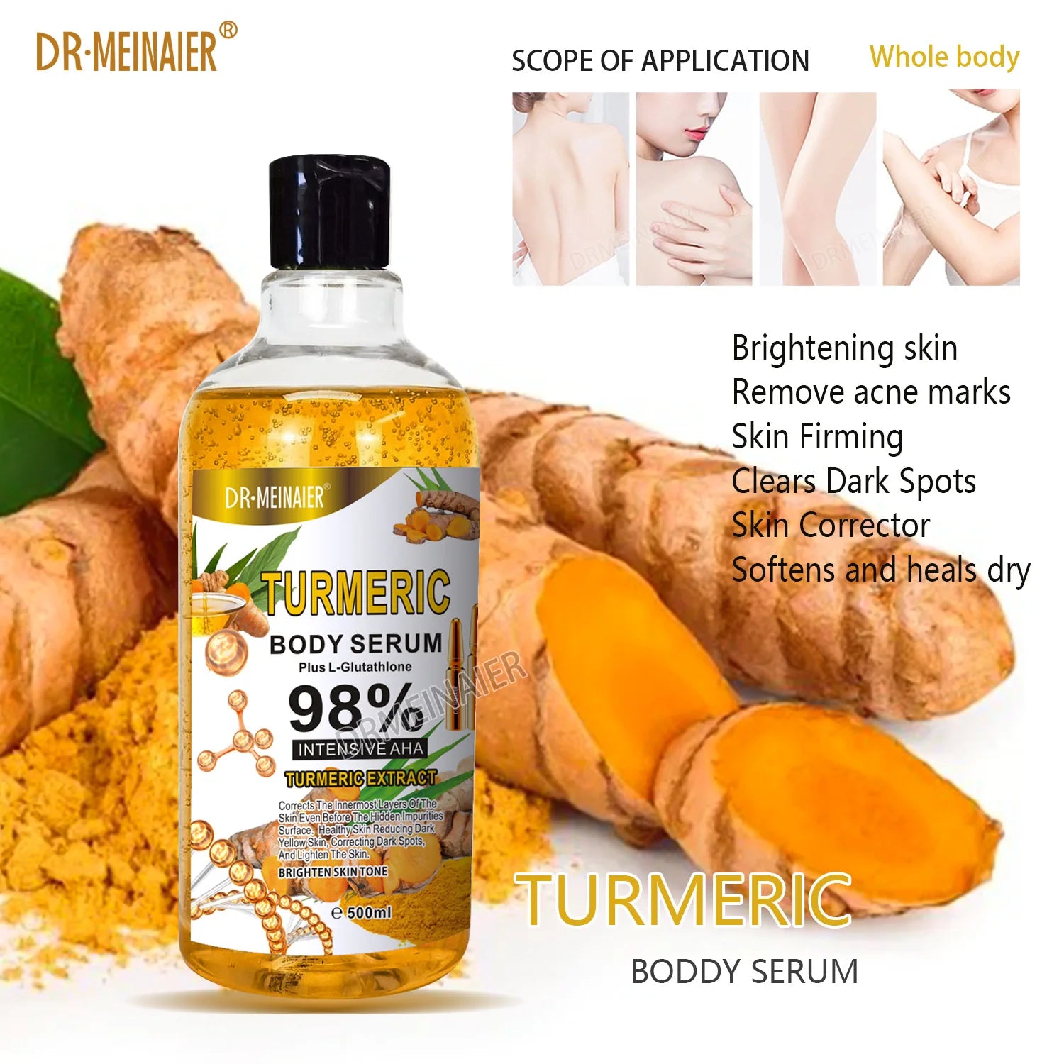 Super 500ml Turmeric Serum for Face &amp; Body Skin Brightening Serum for Dark Spots - Turmeric Facial Repair Serum Cleanses Skin