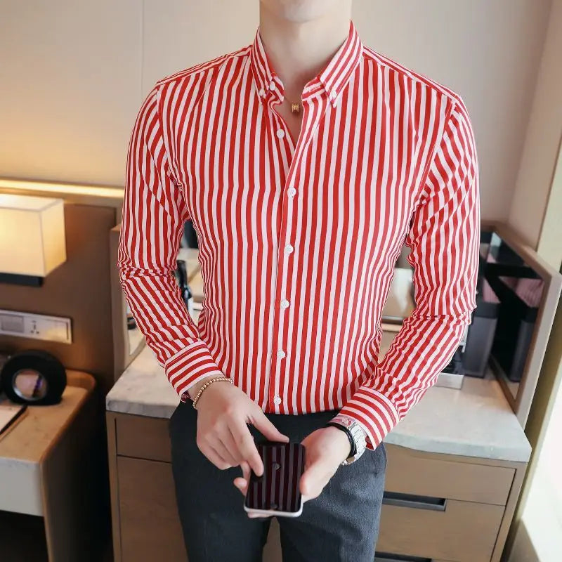 Men's British Striped Shirt, Slim, Wrinkle Free
